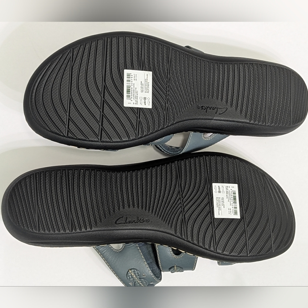 Clarks Laurieann Cove New Slide In Sandals Blue Leather Size 12 - Picture 6 of 6